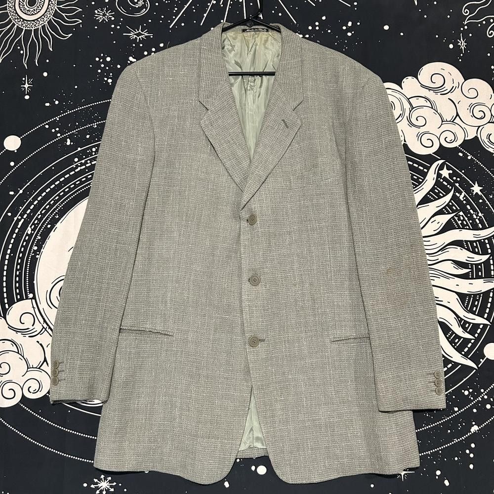Barneys New York Blazer Jacket Mens 44 Beige Wool Notch Lapel Formal Business
